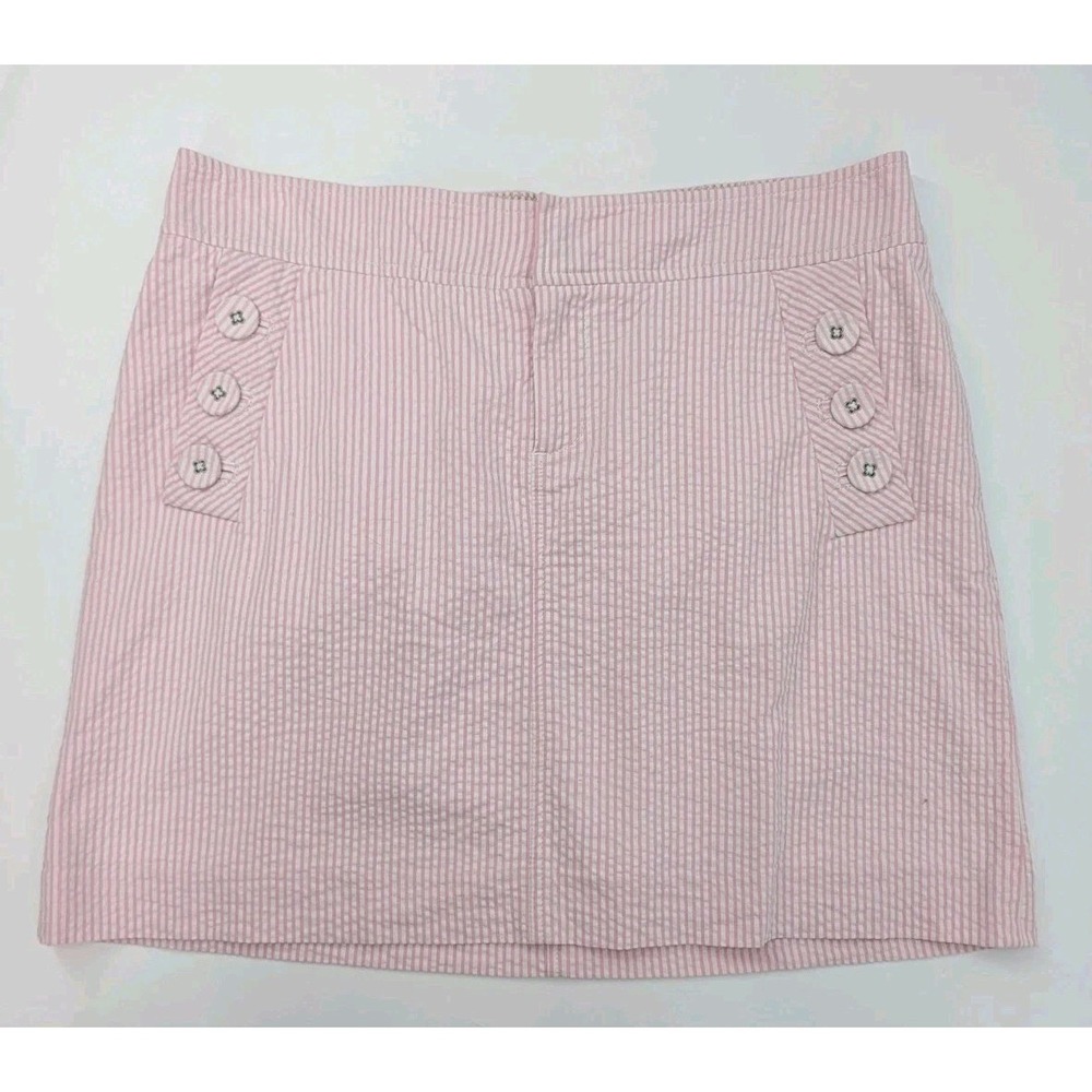 Lilly Pulitzer Mini Seersucker Skirt Pink White Striped Size 4 Preppy Resortwear